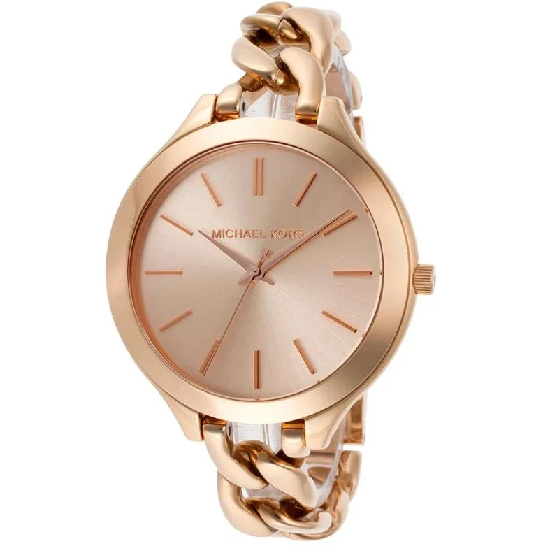 Capture Michael Kors Slim Runway Rose Gold Dial Rose Gold Steel Strap Watch for Women - MK3223 - Image 1
