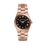 Michael Kors Channing Black Dial Rose Gold Steel Strap Watch For Women - MK5937