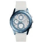 Fossil ES4222 Ladies Modern Pursuit Sport Chronograph White Patterned Dial White Rubber Strap