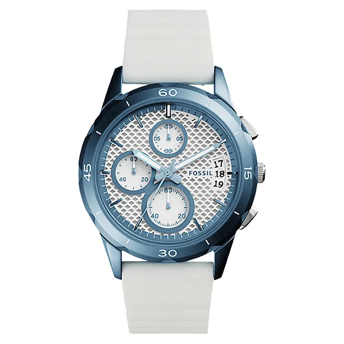 1l_800x800 (1) Fossil ES4222 Ladies Modern Pursuit Sport Chronograph White Patterned Dial White Rubber Strap - Image 1