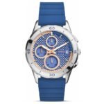 Women's Fossil Modern Pursuit Chronograph Blue Silicone Strap Watch ES3982