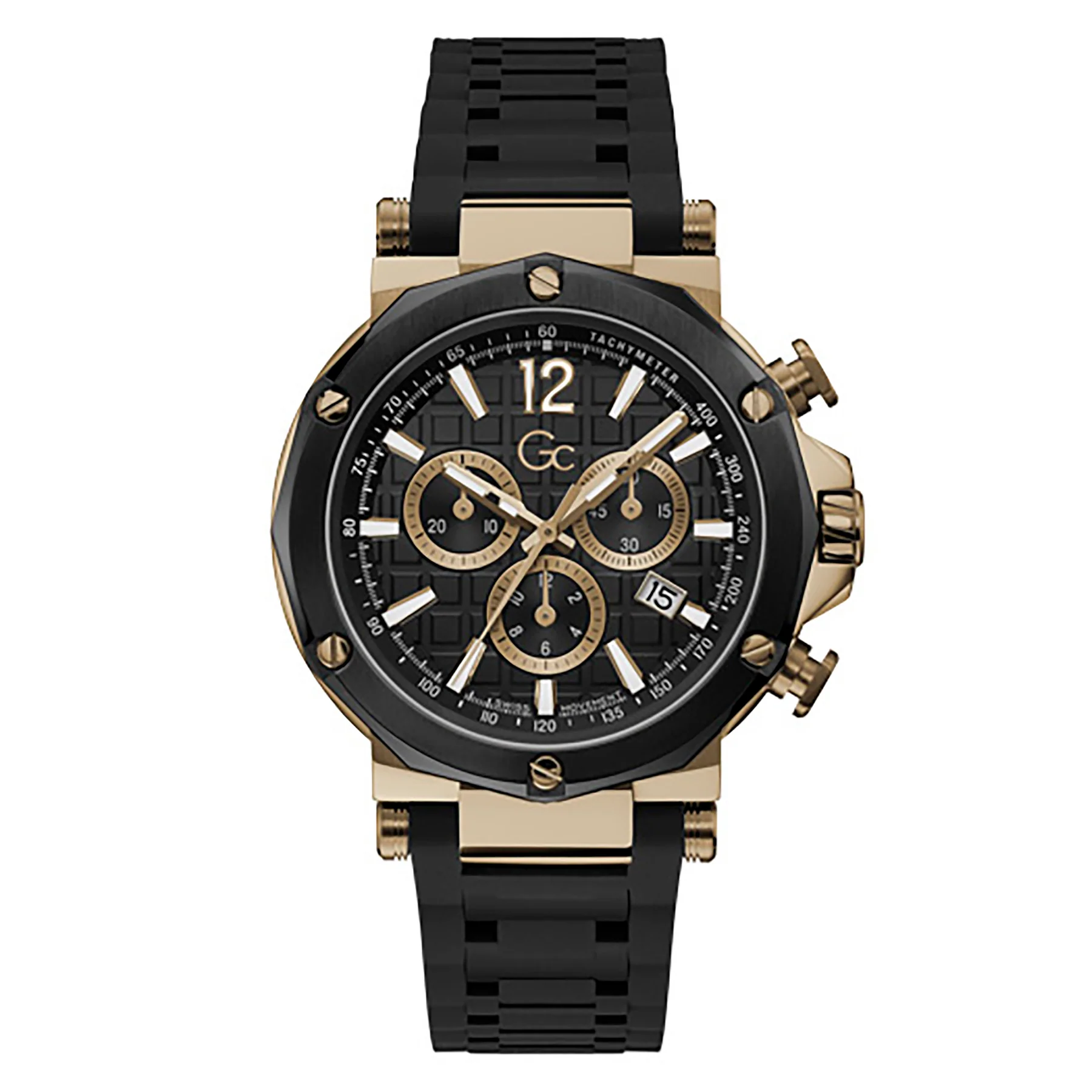 y53008g2mf_1 Gc Men's Watch Rose Gold & Gun-Metal Case Quartz Y53008G2MF - Image 1